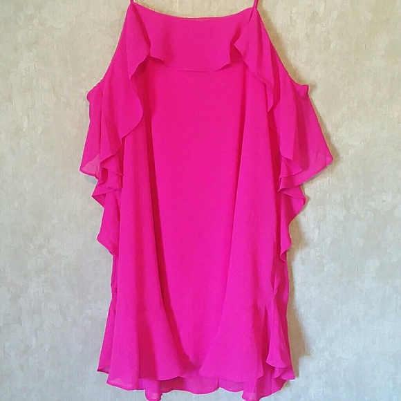 Pink mini dress with ruffles plus size 1X 2X 3X - Picture 4 of 6